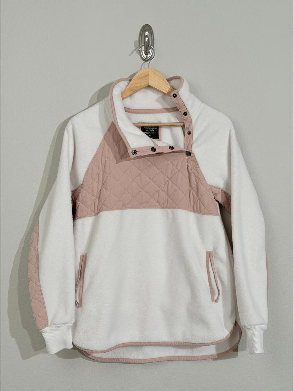 Abercrombie & Fitch Asymmetrical Snap Fleece Quilted Women's M Color Block Cozy